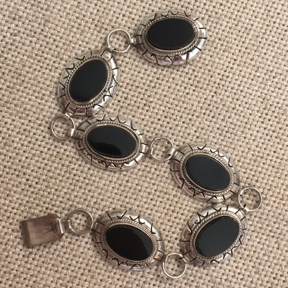 Vintage Sterling Black Silver Oval Bracelet N.C.V. - Picture 10 of 16